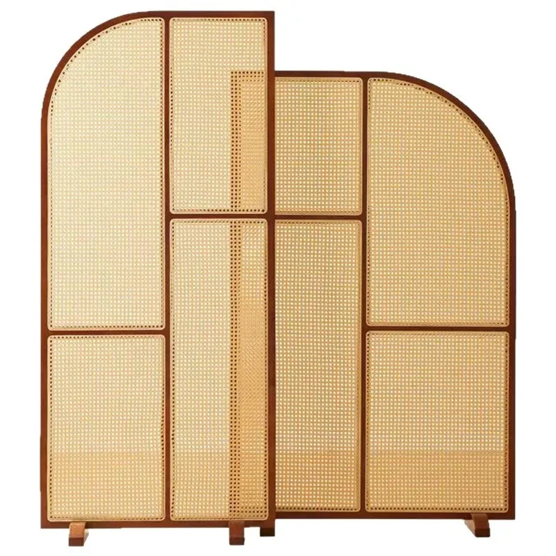 Vintage rattan screen partitions living room entrance door and entryway screen, Japanese-style vintage bedroom movable