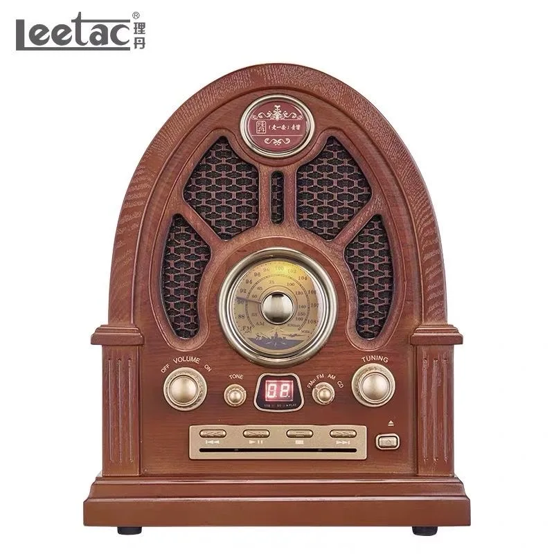 Vintage m8182 Bluetooth radio, old wooden desktop speaker, classic style speaker pointer