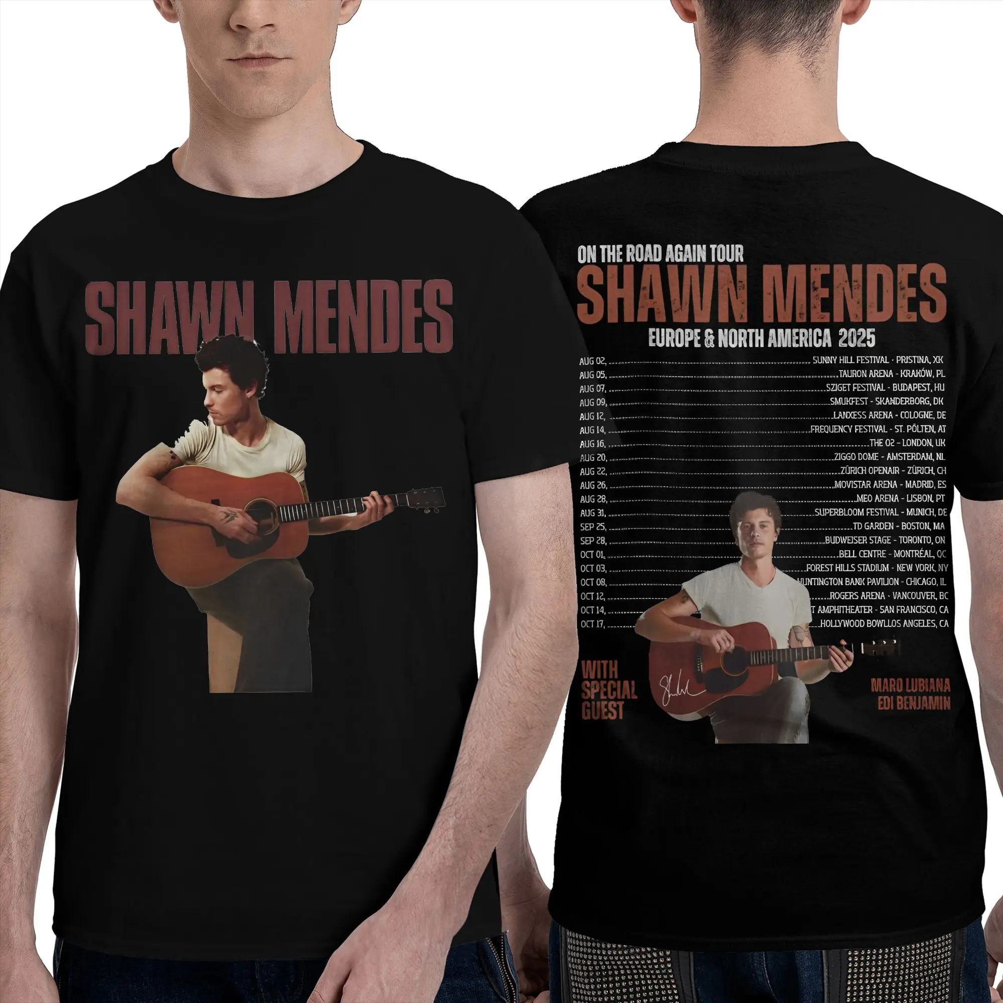 

Casual On the Road Again Shawn Mendes Tour 2025 T Shirt Men Women Pure Cotton Tee Shirt New Arrival Clothes