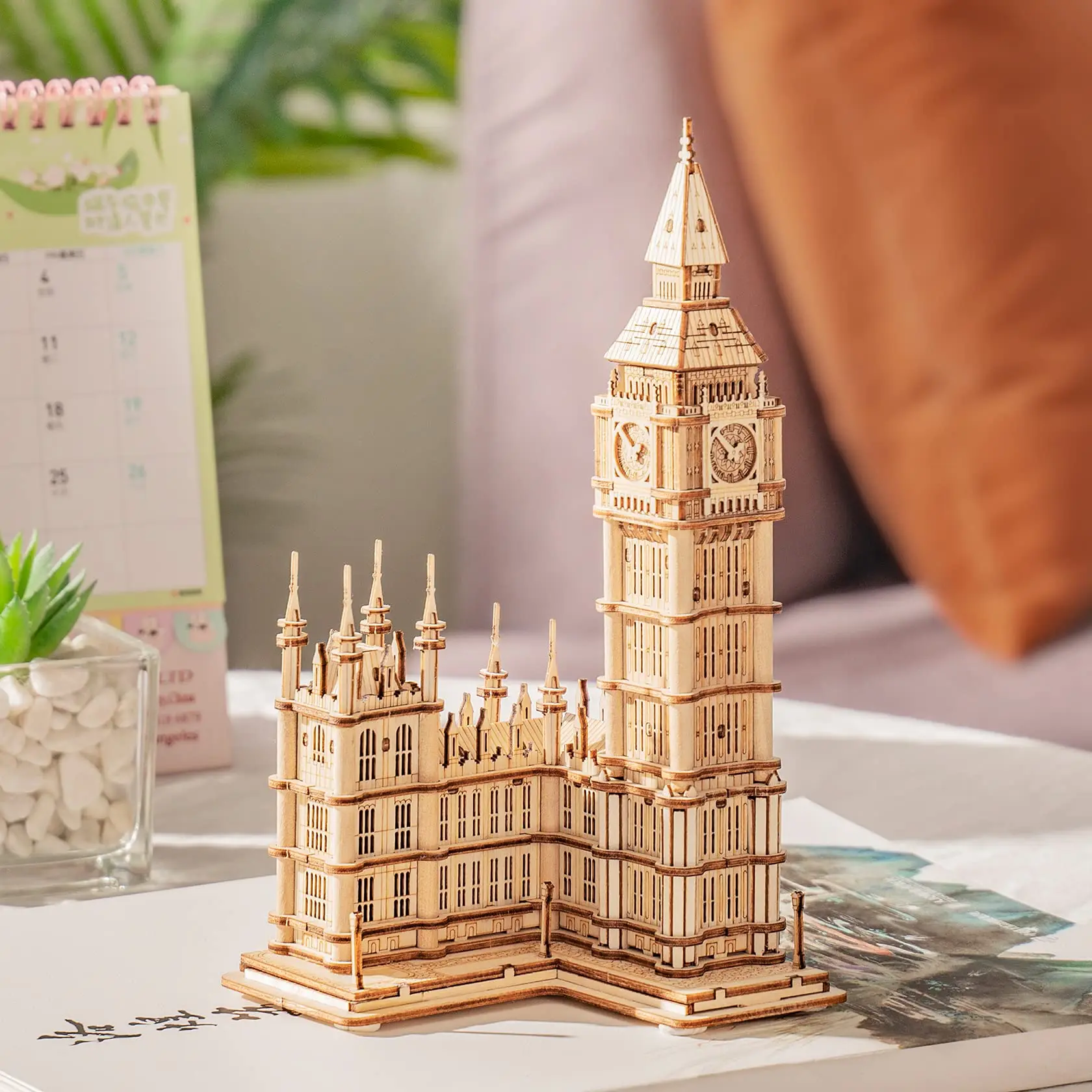 Robotime Rolife DIY 3D Tower Bridge Big Ben Famous Building Wooden Puzzle Game Easy Assembly Toy Gift for Children Teen Adult