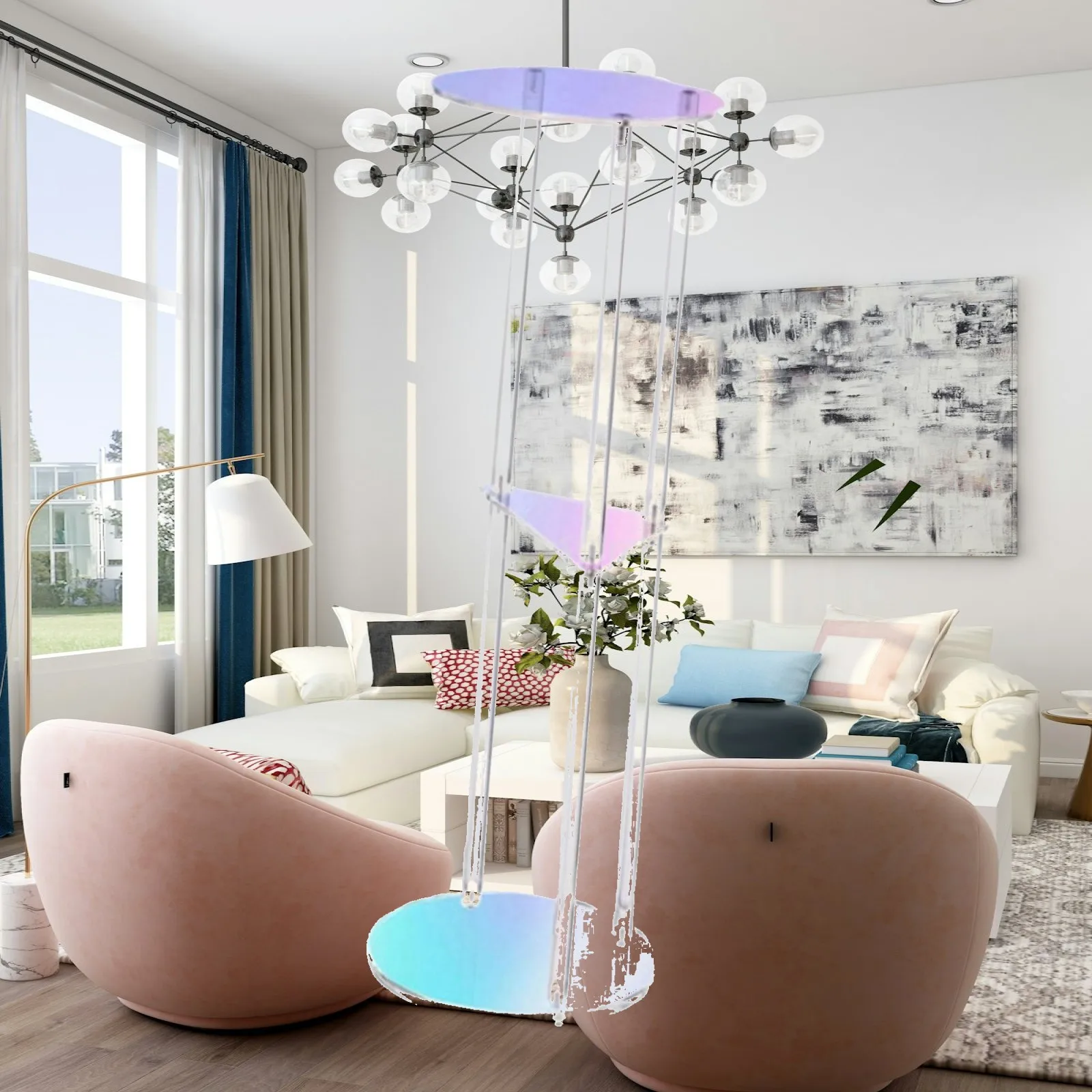 Round Acrylic Side Table Space Saving Three Layer Nightstand for Bedroom Small Room Balcony