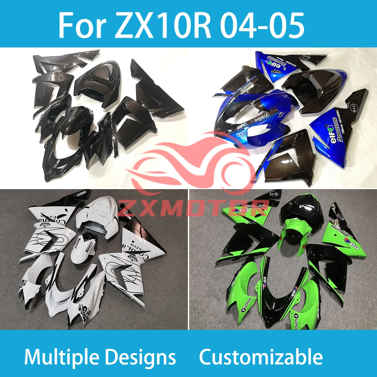 100% Fit Fairings for Kawasaki ZX 10R 2004 2005 Motorcycle Full Fairing Bodywork Kit ABS Plastic Set ZX10R 04 05