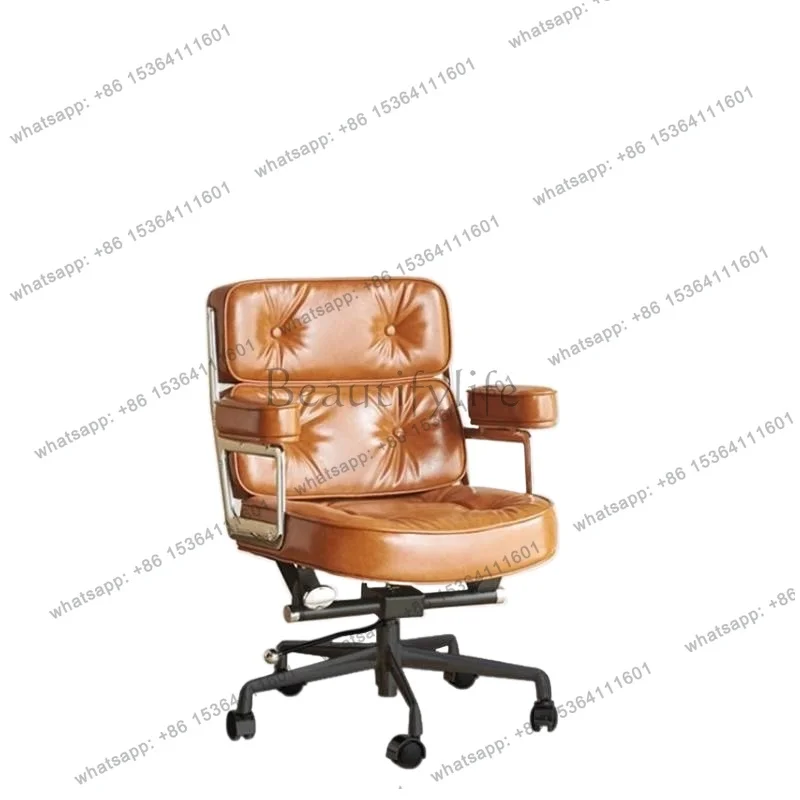 

Heavy Vintage Office Chair Tan Soft Ergonomic Comfortable Living Room Office Chair Swivel Relaxing Silla De Escritorio Furniture