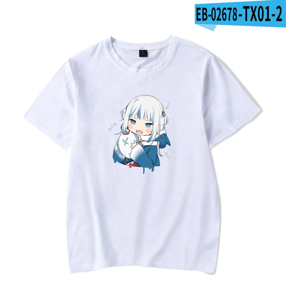 VTuber Gawr gura Printing T-shirt Summer Fashion Round Neck Short Sleeve Popular Japanese Streetwear Plus Size