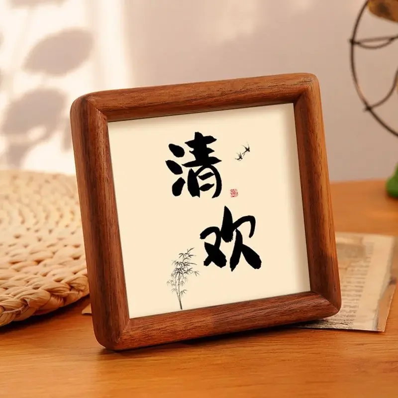 Square Black Walnut Photo Frame High-grade 10.2x10.2cm 25.4x25.4cm Wedding Picture Frame Stand for Pictures Home Desktop Decor