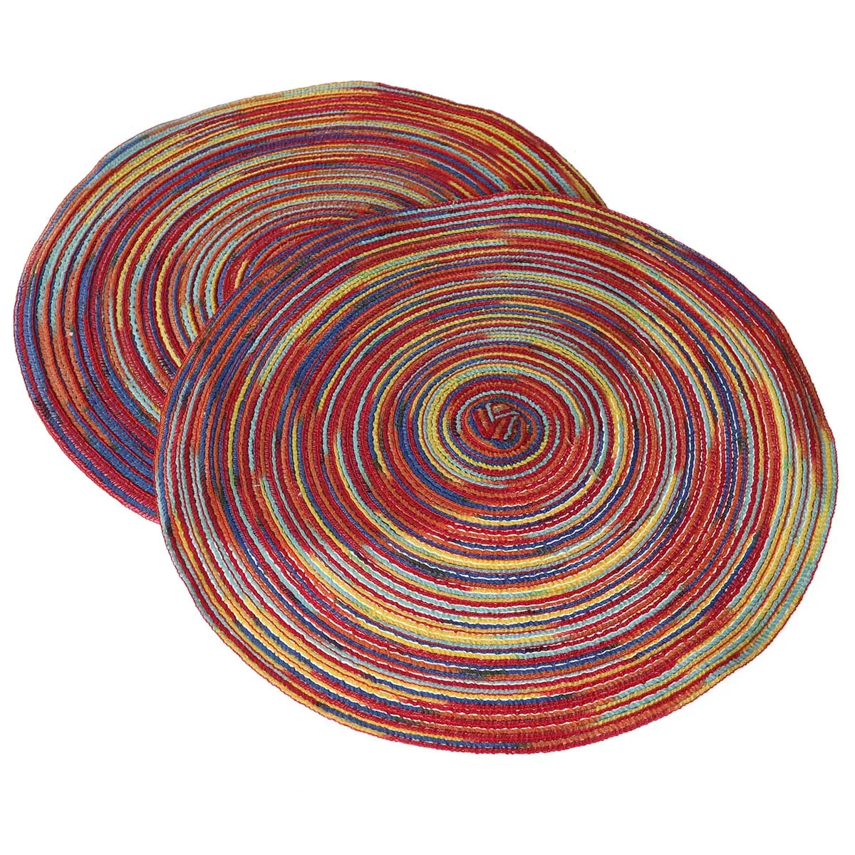 

6pc Cotton Linen Round Placemat Woven Table Mat For Dining Kitchen Heat Resistant Anti-Scratch Coaster Western Food Pad Home