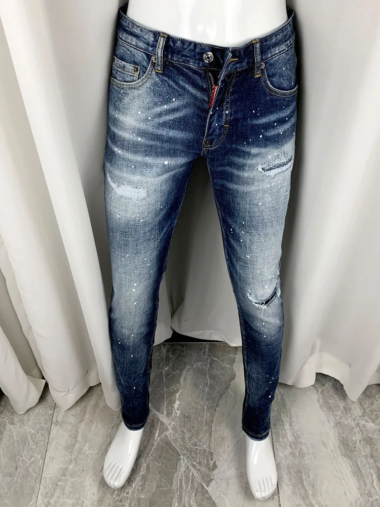 

Новые мужские джинсы Slim Fit высокого качества, эластичные, из плотной ткани, модные, городские, износостойкие.