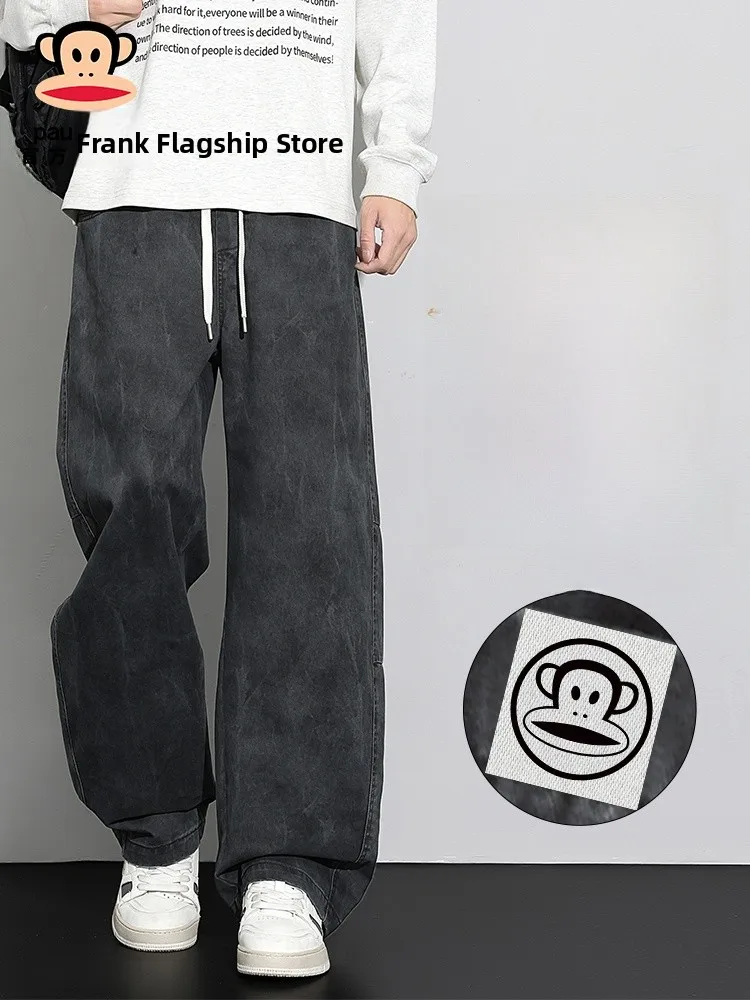 

PauIFrank American Sle Casual Loose Leggings Men's Dyed Wide Leg Pants Spring Trendy High Street Cargo ket mid Waist