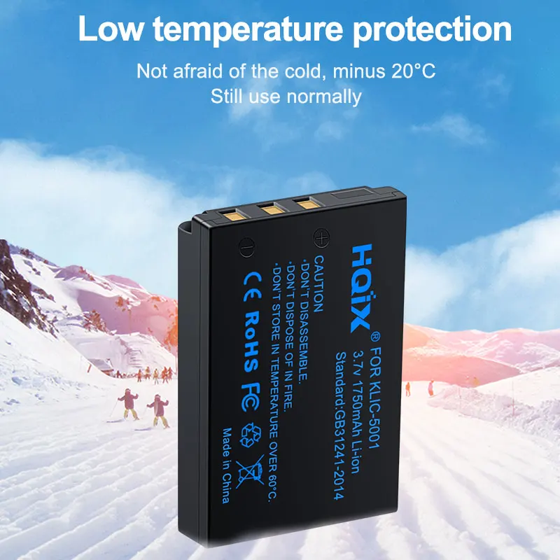 HQIX for Kodak EasyShare P712 Z730 DX7590 P850 DX649 Z7590 Z760 DX763 P880 DX6490 DX7440 Camera KLIC-5001 Charger Battery