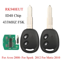 jingyuqin 433Nhz FSK ID48 Chip Remote Car Key RK940EUT For Chevrolet Aveo Daewoo Spark Matiz 2 Buttons Keys Control Fob