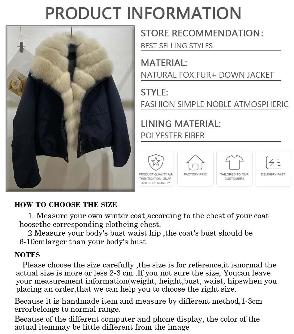女性の冬のダウンジャケット天然毛皮の襟リアルファーフグジャケット本物のキツネの毛皮のコートファッション毛皮のようなジャケット