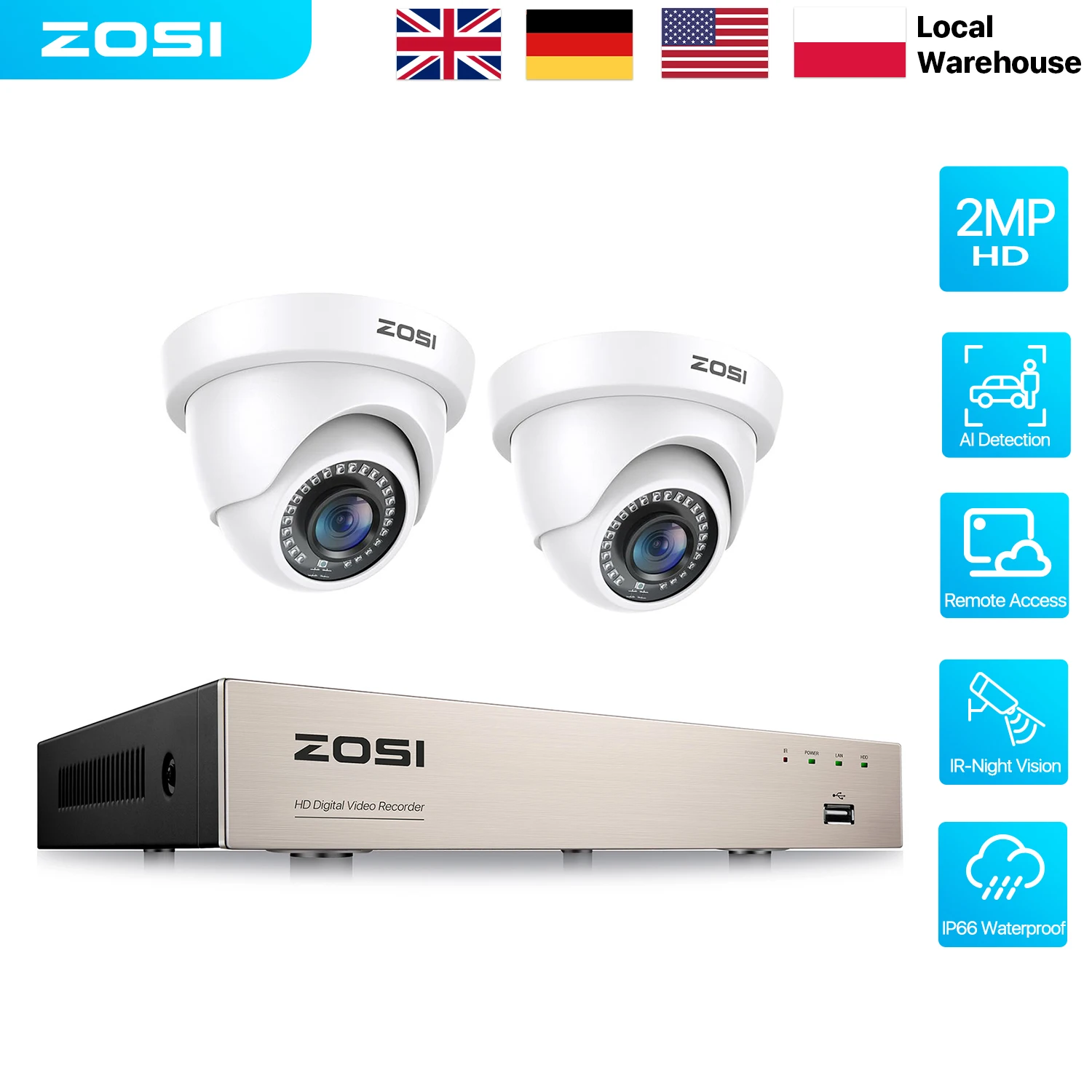 ZOSI 1080P CCTV Security Camera System 8CH H.265+ DVR 2MP IR Night Vision Motion Detection Wired Video Surveillance Camera Set