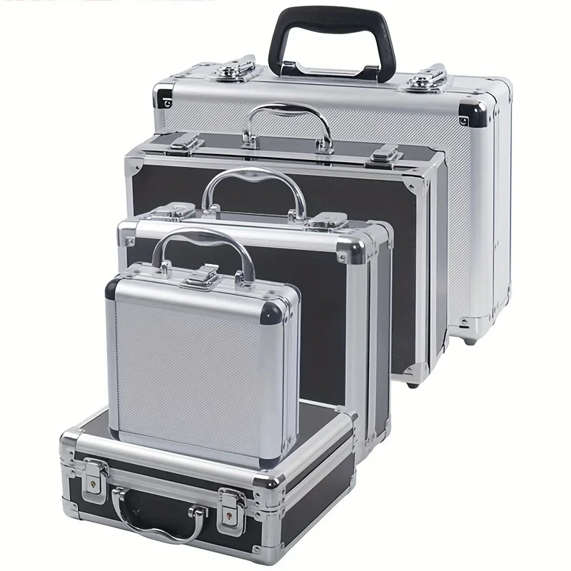 1pc Portable Aluminum Tool Box Safety Equipment Toolbox Instrument Box Storage Case Suitcase Impact Resistant Case With Sponge