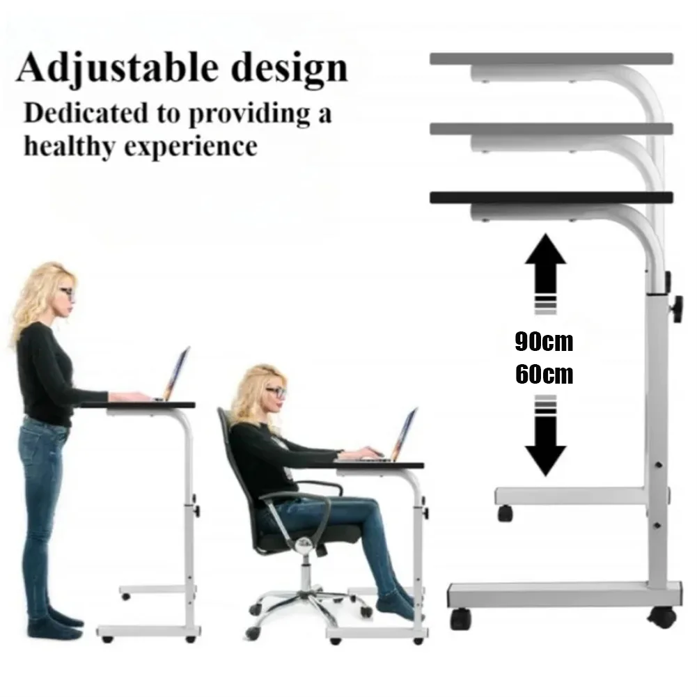 Mobile Computer Desk For Small Space, Adjustable Height Rolling Work Desk, Portable Standing Writing Desk With Wheels For Home