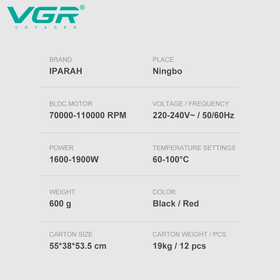 VGR V-401 ヘアドライヤー 1600-1900W Hair Salon Dryer & Wall Mount Hair Dryer V-401 Supply By VGR-VGR