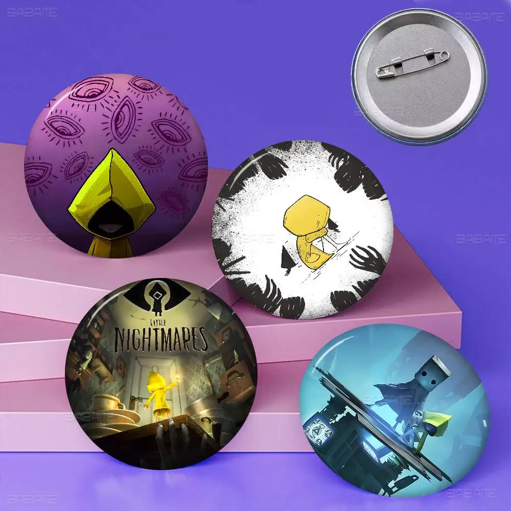Game L-Little Nightmares Tinplate Soft Button Pin Brooch Metal Badge Custom Jewelry Accessories Hat Bag Lapel