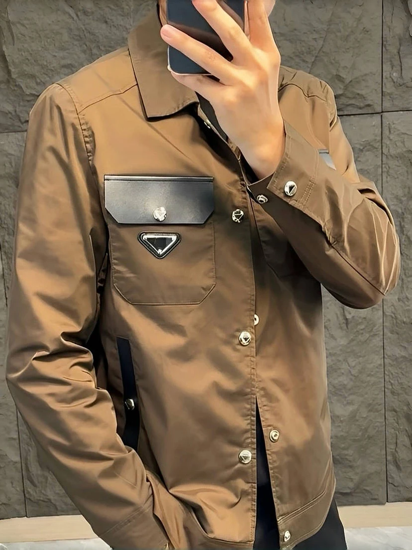 

Мужская повседневная кожаная куртка с лоскутным дизайном, весна-осень, модный городской стиль, универсальная, для молодежи, на каждый день, с длинным рукавом