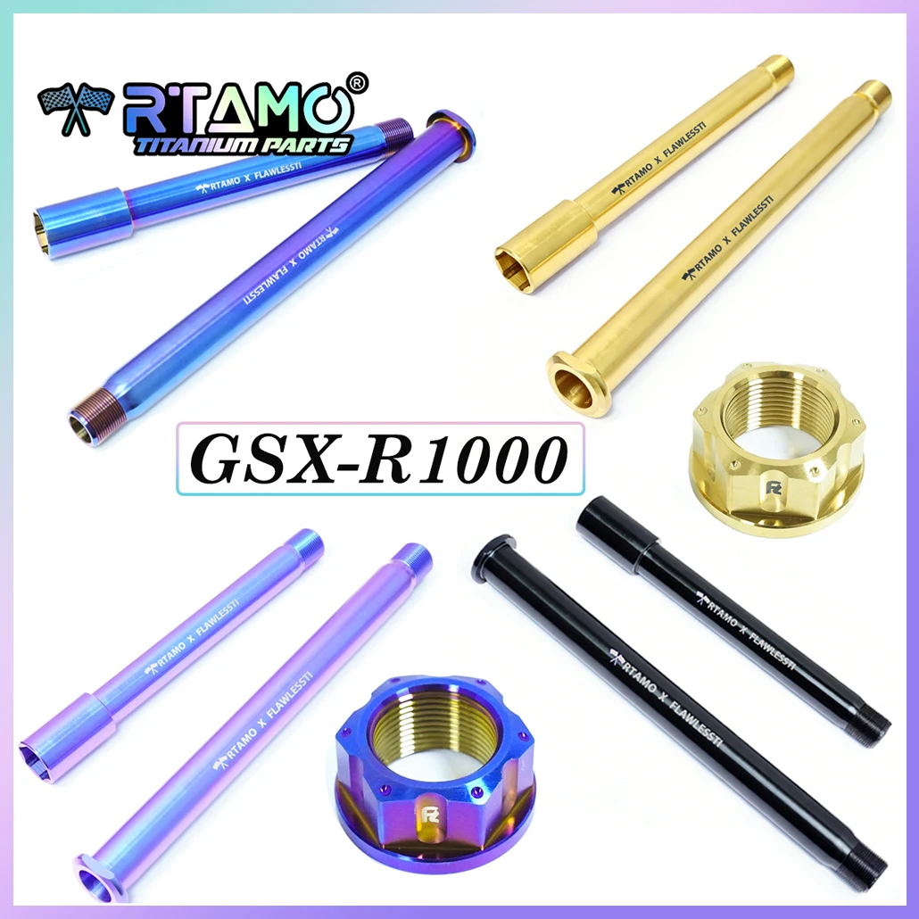 RTAMO Gr5 Titanium Wheel Axle Front and Rear Spindle Shaft Nut Compatible for Suzuki GSX-R1000 (2017-2021)