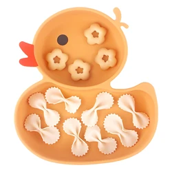 Upgrade Silicone Baby Plate Cute Yellow Duck Children Dishes Suction Plates for Toddlers Baby Training Feeding Sucker Dinnerware