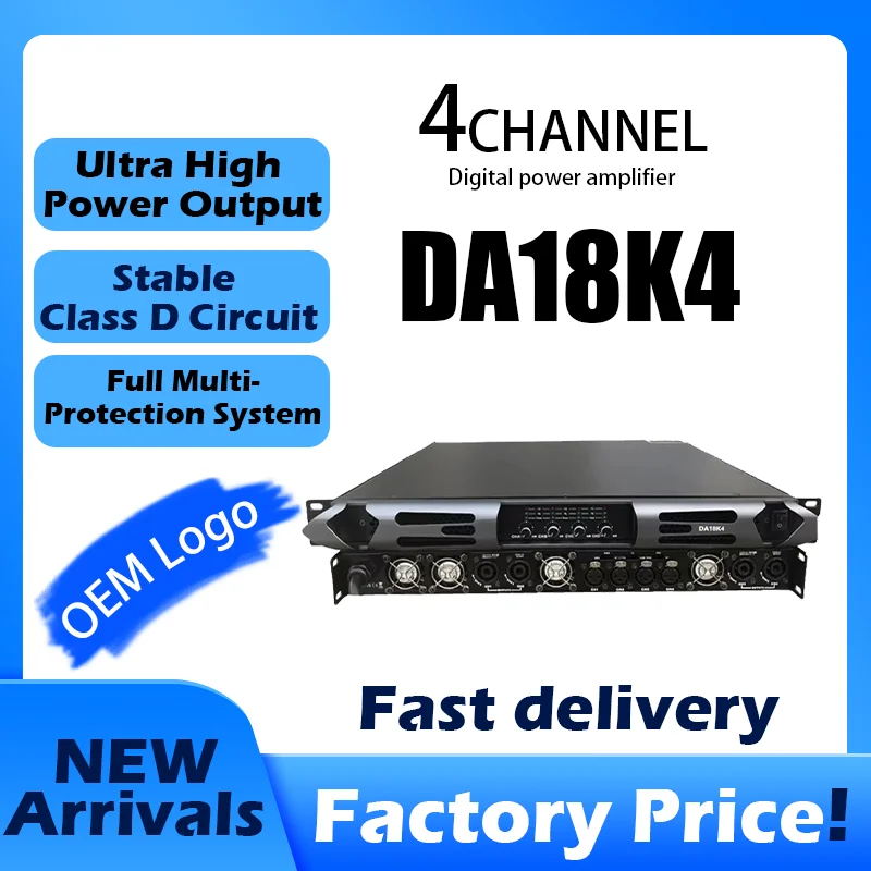 Bridgeable Power Amplifier 2x9000W 4ohm Bridge 2x6500W 8ohm 1U Class D Digital Pro Audio Amp for Line Array PA