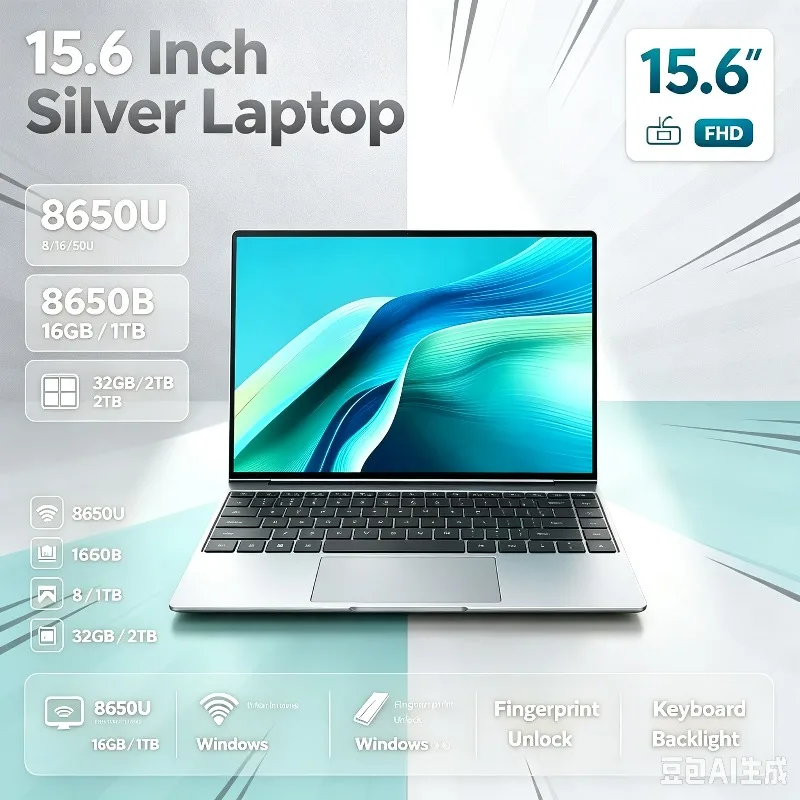 2026 New Portable 15.6" Gaming Intel Core i7-8650U Laptop Computer PC Gamer 32GB RAM 1TB SSD Fingerprint Unlock Notebook PC