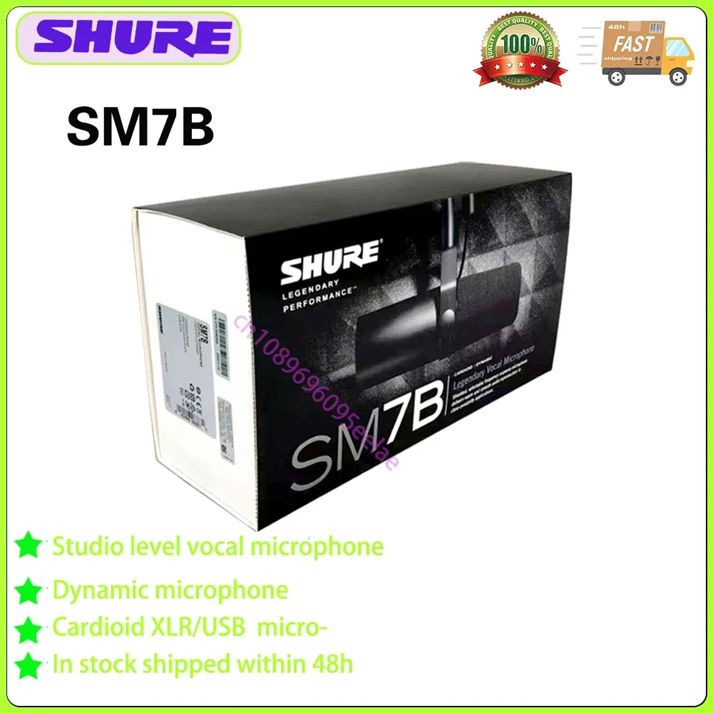 Original SHURE SM7B Cardioid Vocal Microphone Studio Selectable Frequency Microfone Live Recording Podcasting Brocasting