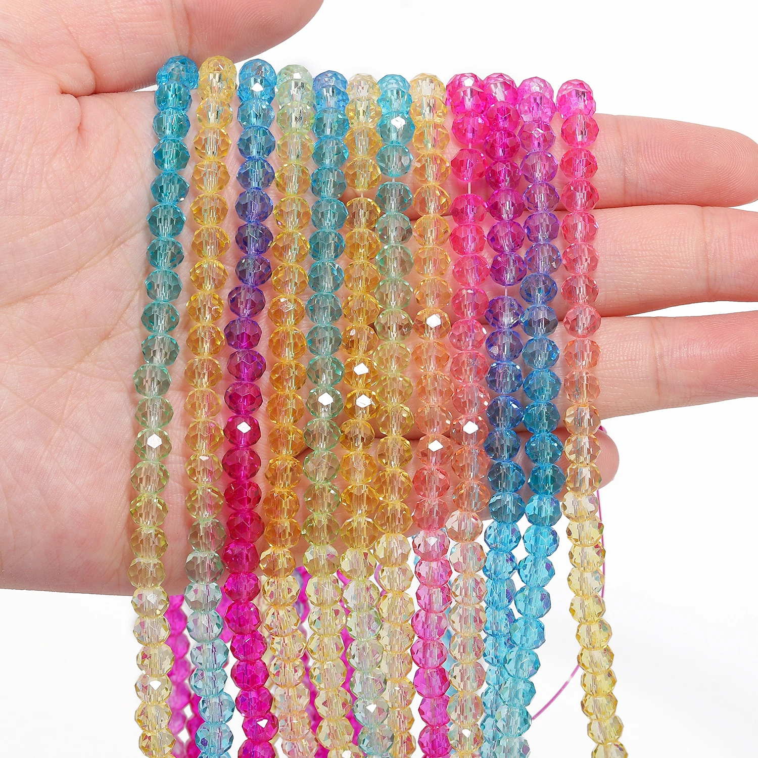 6mm 86pcs Shining Faceted Gradient Color Crystal Glass Loose Spacer Beads For Jewelry Making DIY Bracelet Necklace Accessories