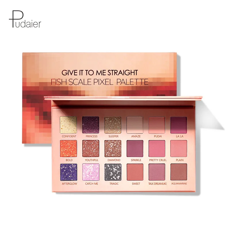 Pudaier Palet Eyeshadow Glitter 18 Warna Mengkilap Kecantikan Makeup Glitter Pigmen Palet Eyeshadow Smoky Kosmetik Tahan Air