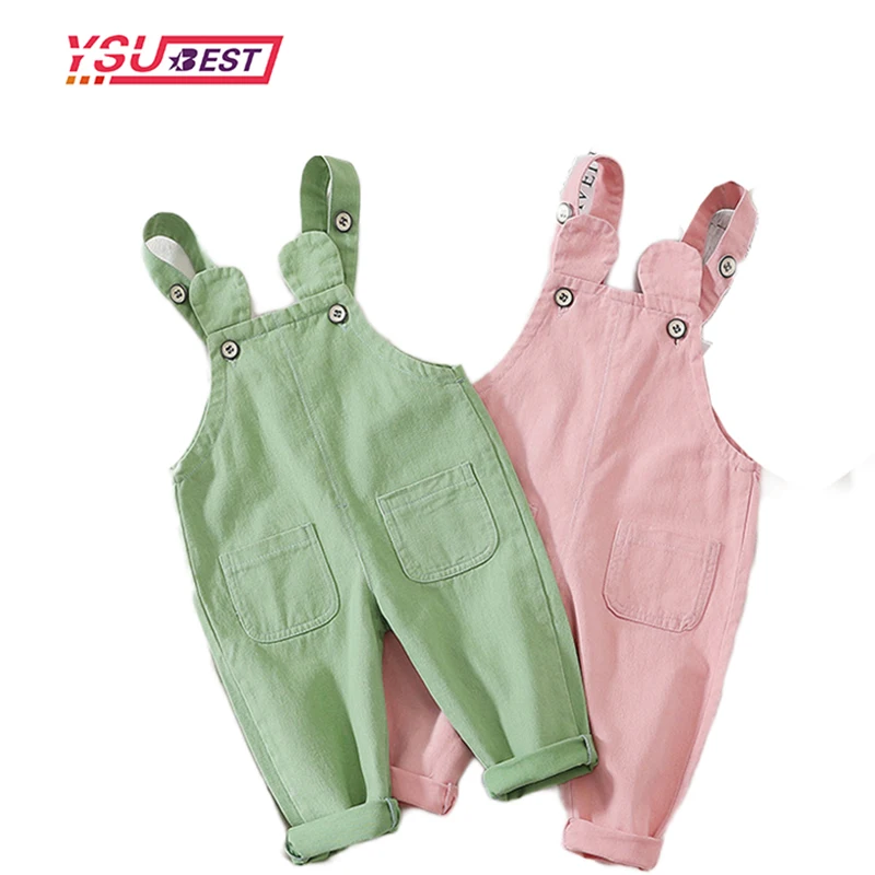 

Children's Wear Spring Autumn Children Suspenders Baby Solid Color Jumpsuit Girl Cotton Casual Trousers Toddler Straight Pants