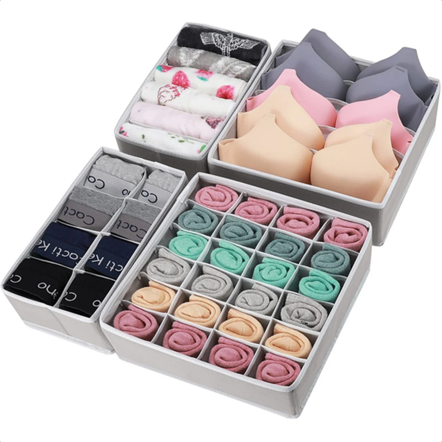 Efficient and Neat Clothing Organizer Box with Divided Drawers - Perfect for Arranging Jeans, Underwear, Socks, Bra, Pants, Scar