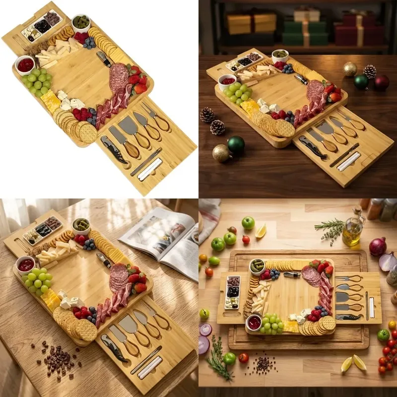 Rectangle bamboo multi-functional cutting board