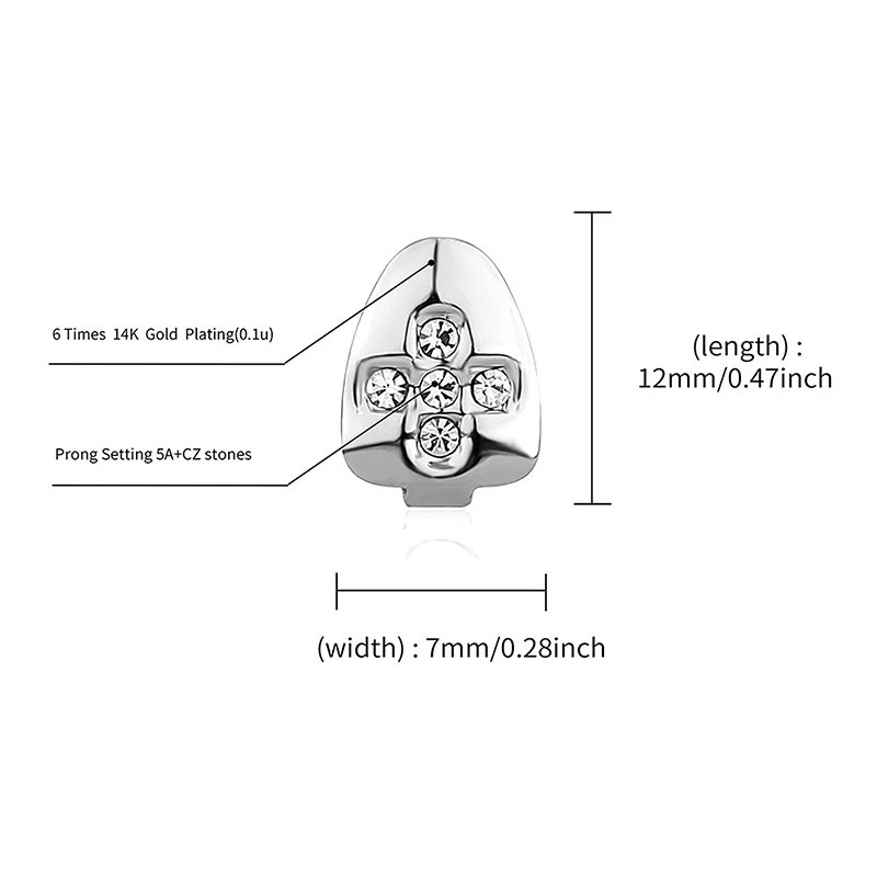 シングルヒップホップ歯グリル、ラインストーン、ゴールド、シルバーカラー、取り外し可能、デンタルマウス、パンク、キャップ、ジュエリーギフト、ファッション