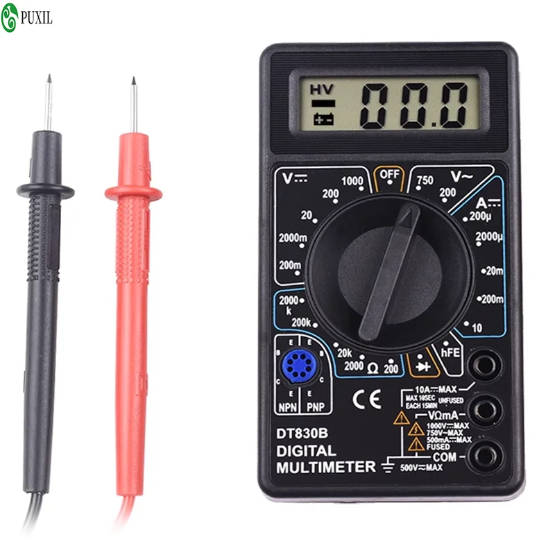 

DT830B LCD Digital Multimeter AC DC Voltmeter Mini Hand Held Digital Multimeter with 750/1000V High Safety Voltmeter Ammeter