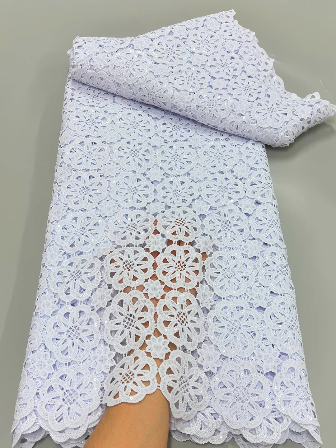 Pure White 2024 African Sequin Lace Fabric Embroidery Silk Milk Nigerian French Tulle Mesh Lace For Wedding Party Sew Dress