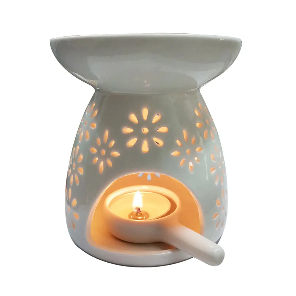 

3pcs Ceramic Tray Smooth Bright For Aroma Stove Tea Wax Incense Burner Small Spoon Holder Decorative Home Decor