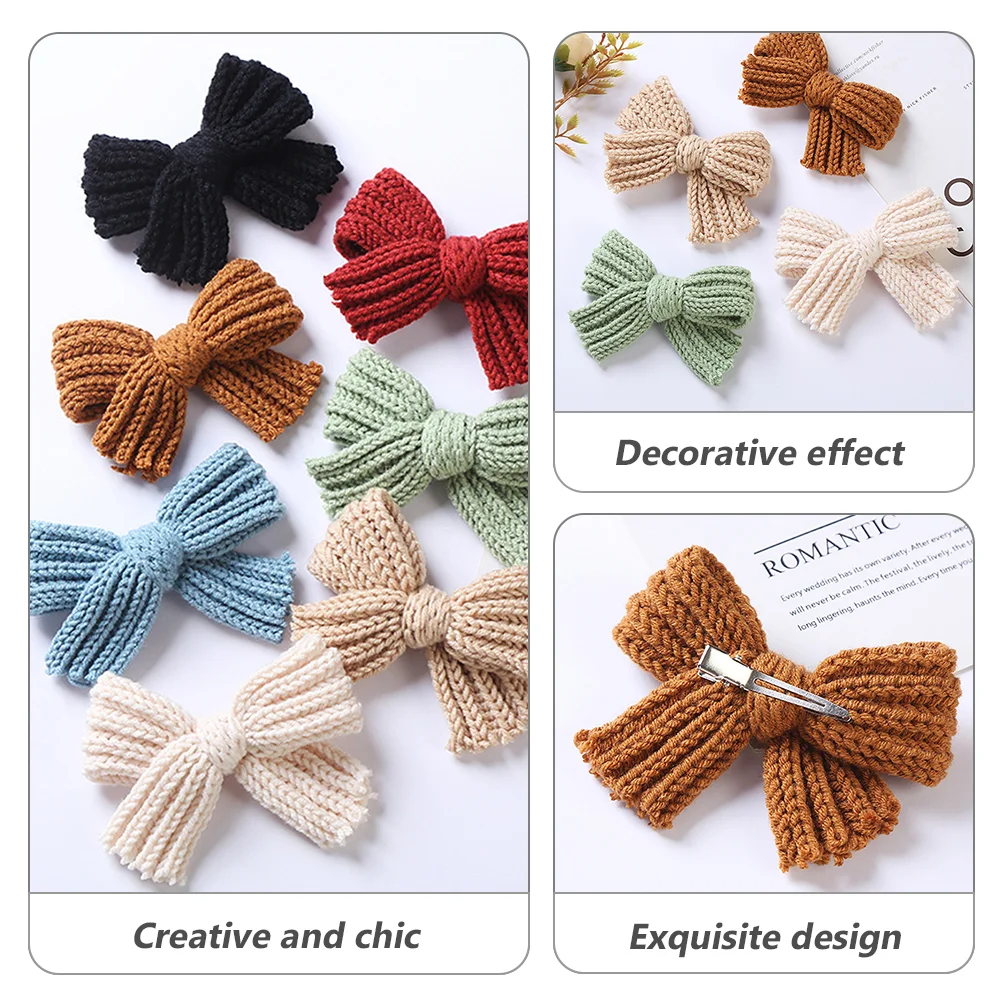 7 Pcs Children Girls Iron Wool Bow Hairpin Clips Accessories Fashion Bowknot Barrette Safe Comfortable All Day Wear Simple