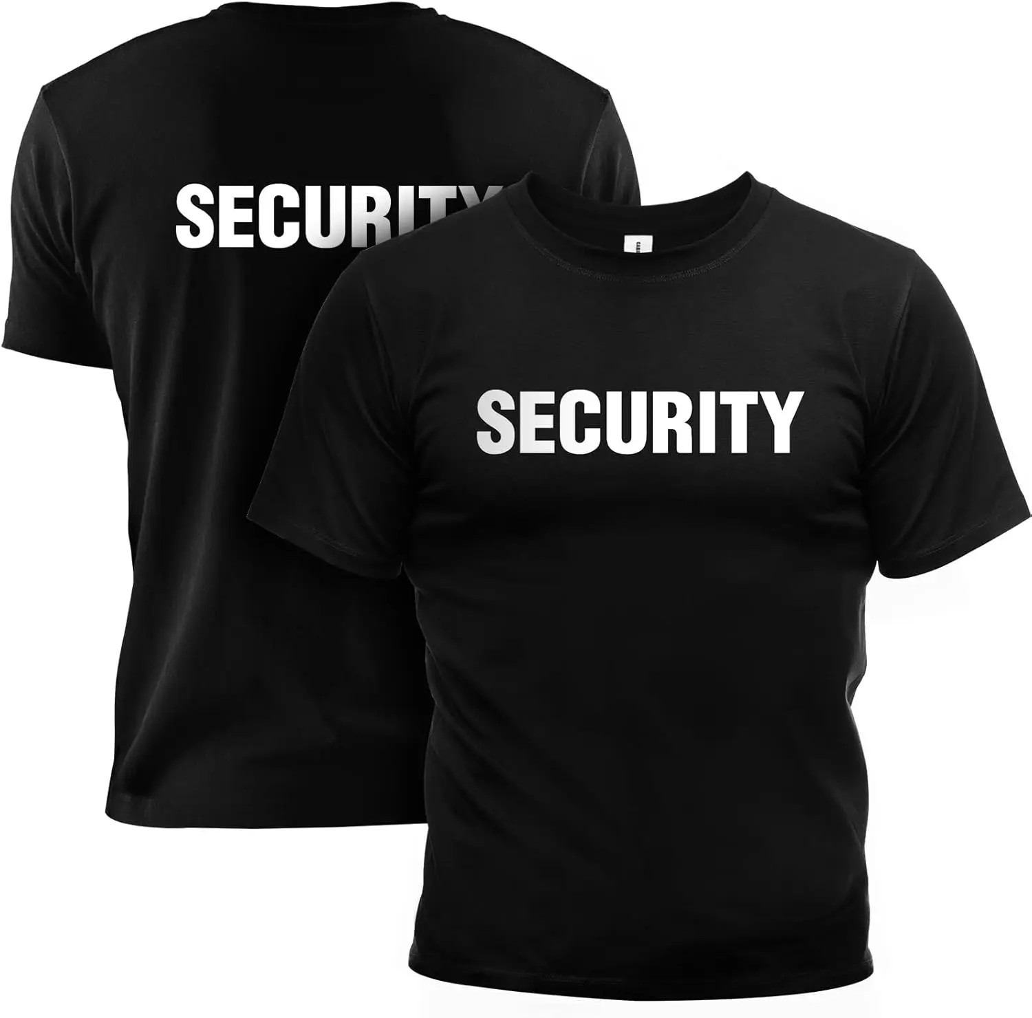 2 Pcs Security T Shirt Front Back Print Security Shirts Two Sided Black Event Staff Safety Guard Uniform Tees