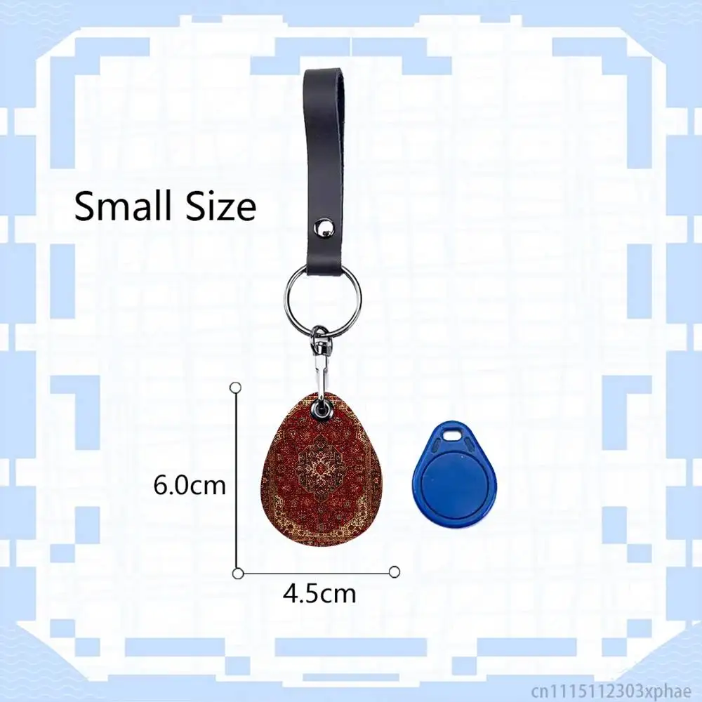 Persian Rug Carpet Floral Pattern Leather Keychain Card Holder for Airtag & Access Cards Modern Bus Pass