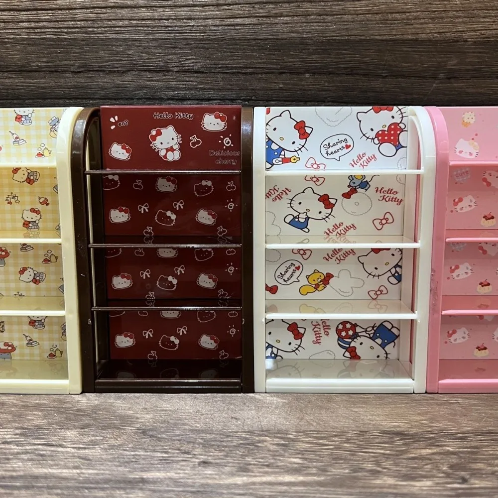 

New Hello Kitty Supermarket Small Shelves Cute Cartoon Originality Miniaturization Mini Small Shelves Delicate Desktop Ornament