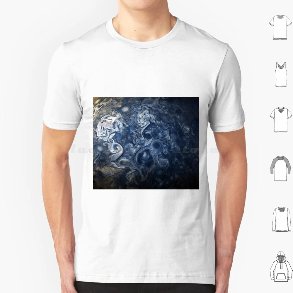 Swirling Blue Clouds Of Planet Jupiter From Juno Cam T Shirt Big Size 100% Cotton Jupiter Clouds Planets Astronomy Swirl