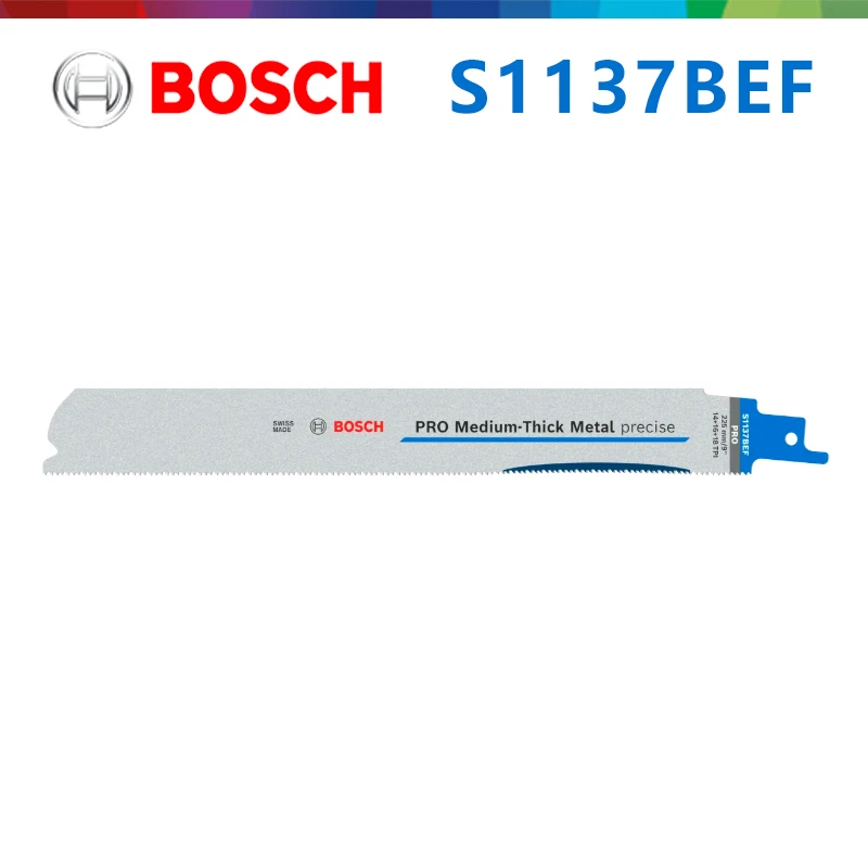 Original Bosch S1137BEF Reciprocating Saw Blade, BIM Bi-Metal Sabre Saw Blade 225mm, for Medium & Thick Metal 3-8mm