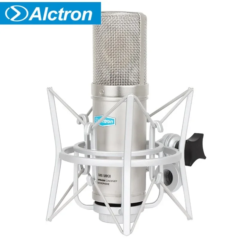 Alctron CM6 MKII professional condenser large diaphragm recording studio microphone with shock mount with case Recording mic