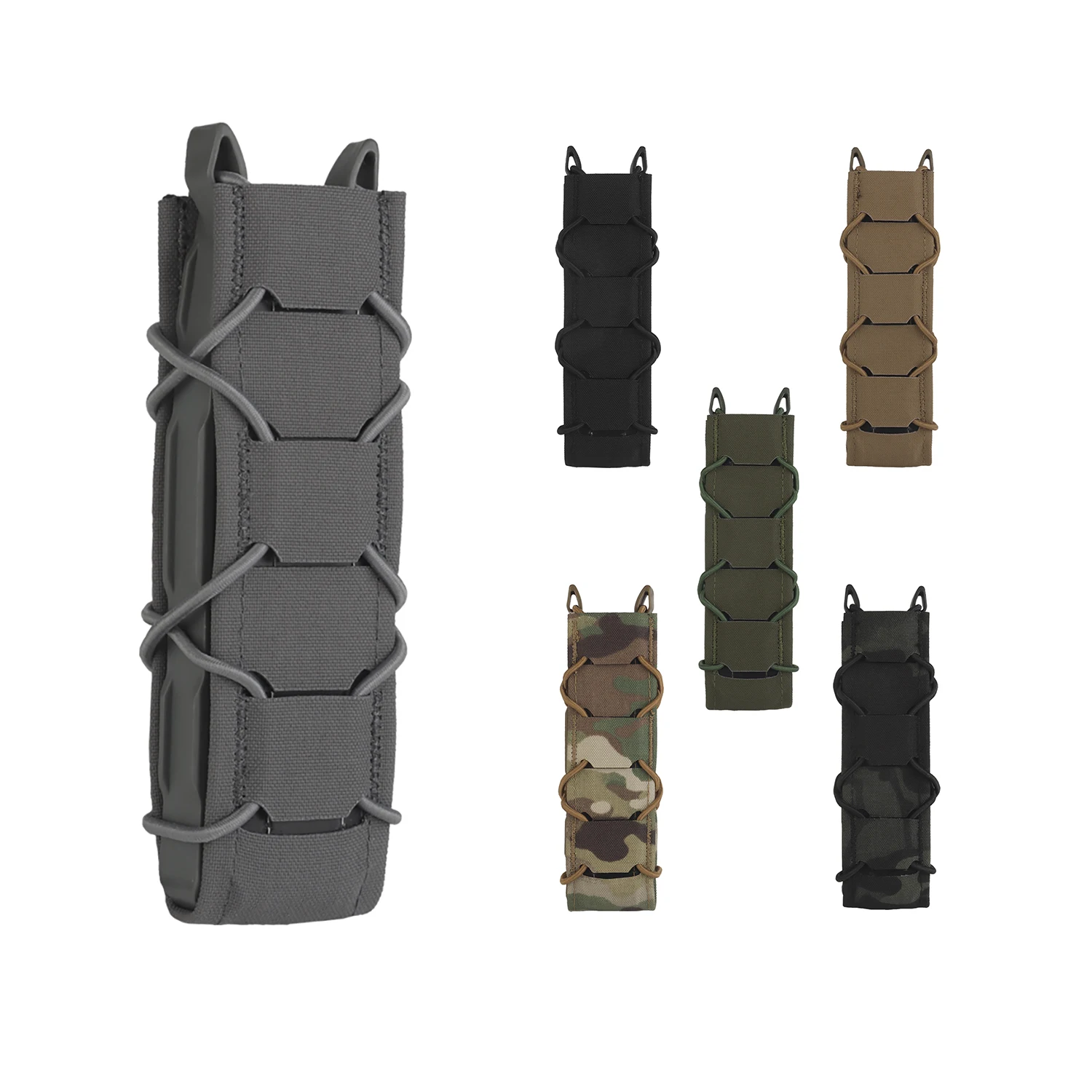 Tiger V2 Long Single Magazine Pouch Quick Release MOLLE Hook-Loop Clip Mag Carrier Holder Extended Mag MP5 MP7 MP9 UMP45 MPX