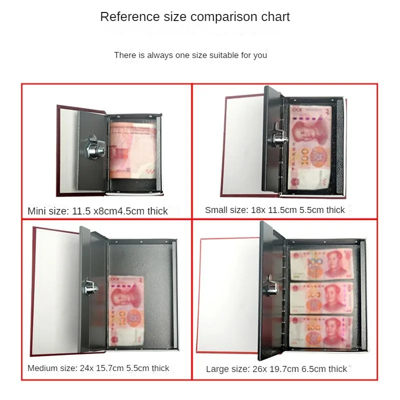 Book safe with lock password box storage password box home key money box can put coins in and can deposit and withdraw money box