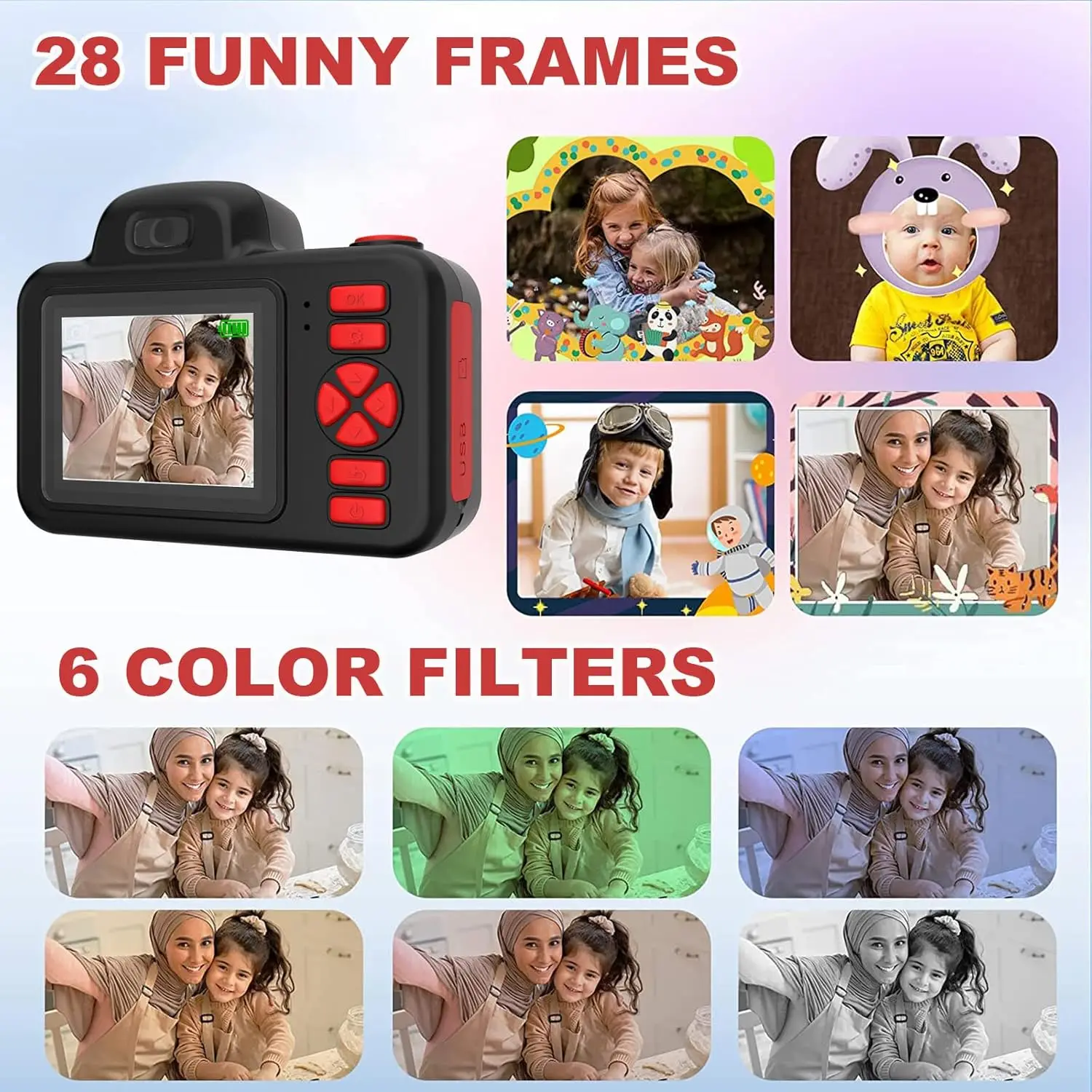 Long Lens Zoom Kids Digital Camera Toys 1080P Photo Video Camera Flash 2.0 inch Screen Birthday Festvial Gifts Mini Child Camera