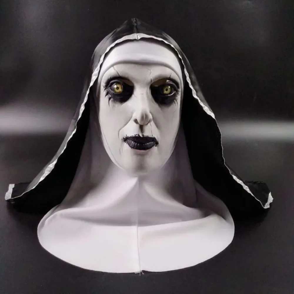 Nun Terror Headgear Halloween Party Practical Joke Prop Thriller Latex Mask Film Necromancy 2 Nun Role Play Face Shield