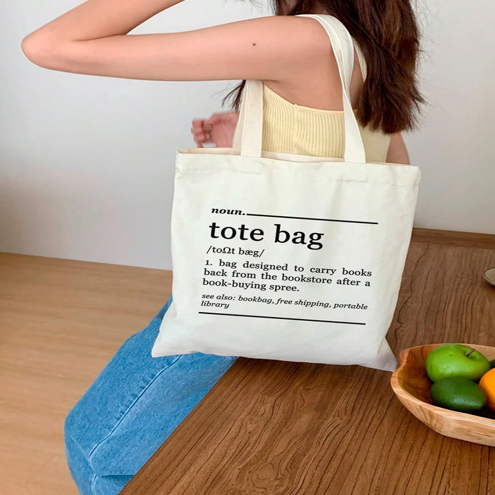 

Funny Book Tote Bag Custom Text Noun Casual Canvas School Library Shopping Carry Tote Bag Book Club Everyday Shoulder Bag