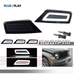 Sequential Blinker Amber LED Car Front Corner Turn Signal Lights White DRL Driving/Parking Lights For Jeep Liberty 2008-2012 12V