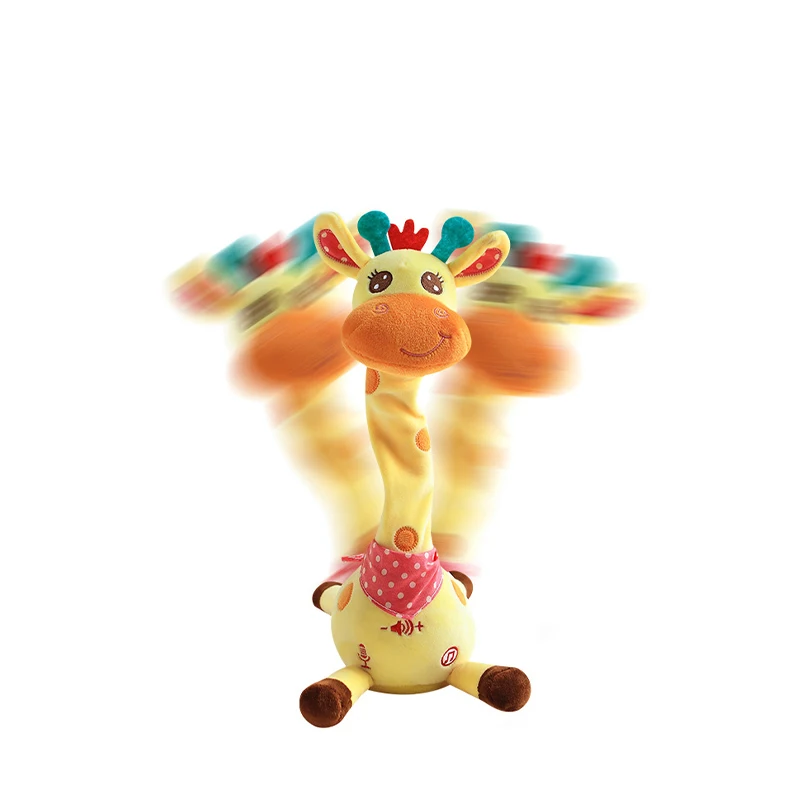 

Music Giraffe Toy Singing Dancing Repeating What You Said Dancing Giraffe Flashing LED Lights Adjustable Volume Voice Simulation