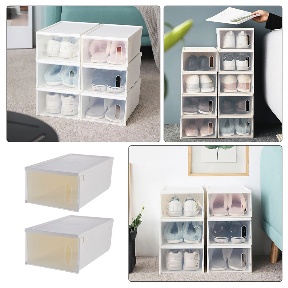 

2 Pcs Shoe Storage Box Shoes Case Large Capacity Creative Transparent Organizer Sports